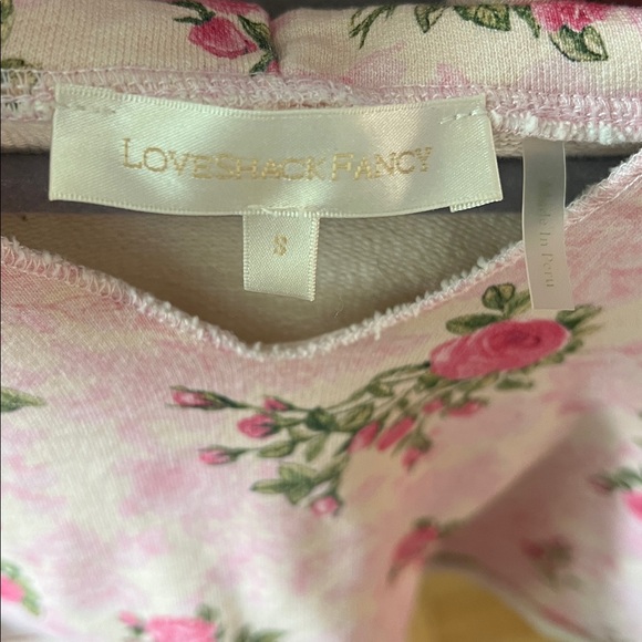 LoveShackFancy Pink Floral crop hoodie - Picture 2 of 3